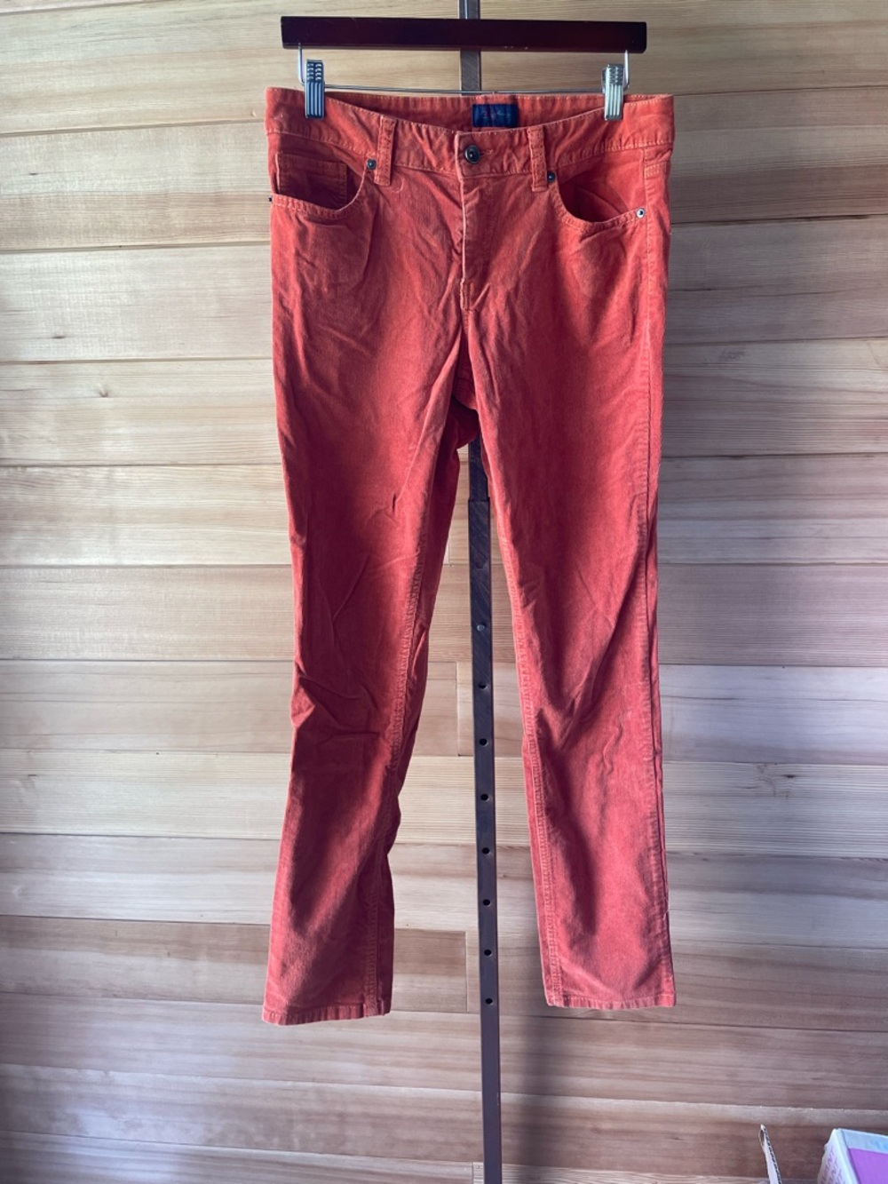 Zana-Di Straight-Leg Women's Corduroy Pants in Rust Orange Size 10